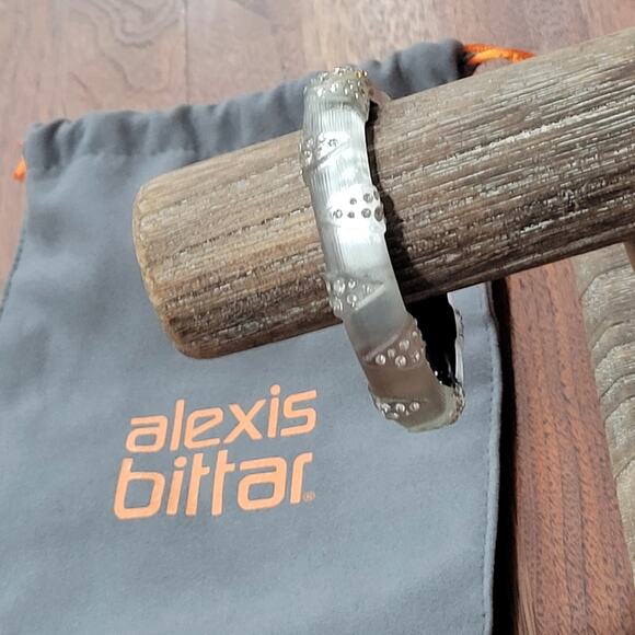 Alexis Bittar Punk Deco Lucite & Crystal Hinged Bangle Bracelet - Picture 1 of 7